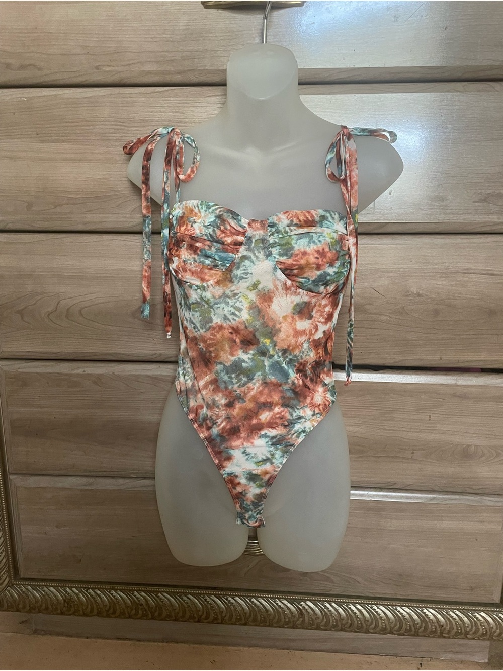 Fashion Nova Bodysuit Floral Print Tie Shoulders